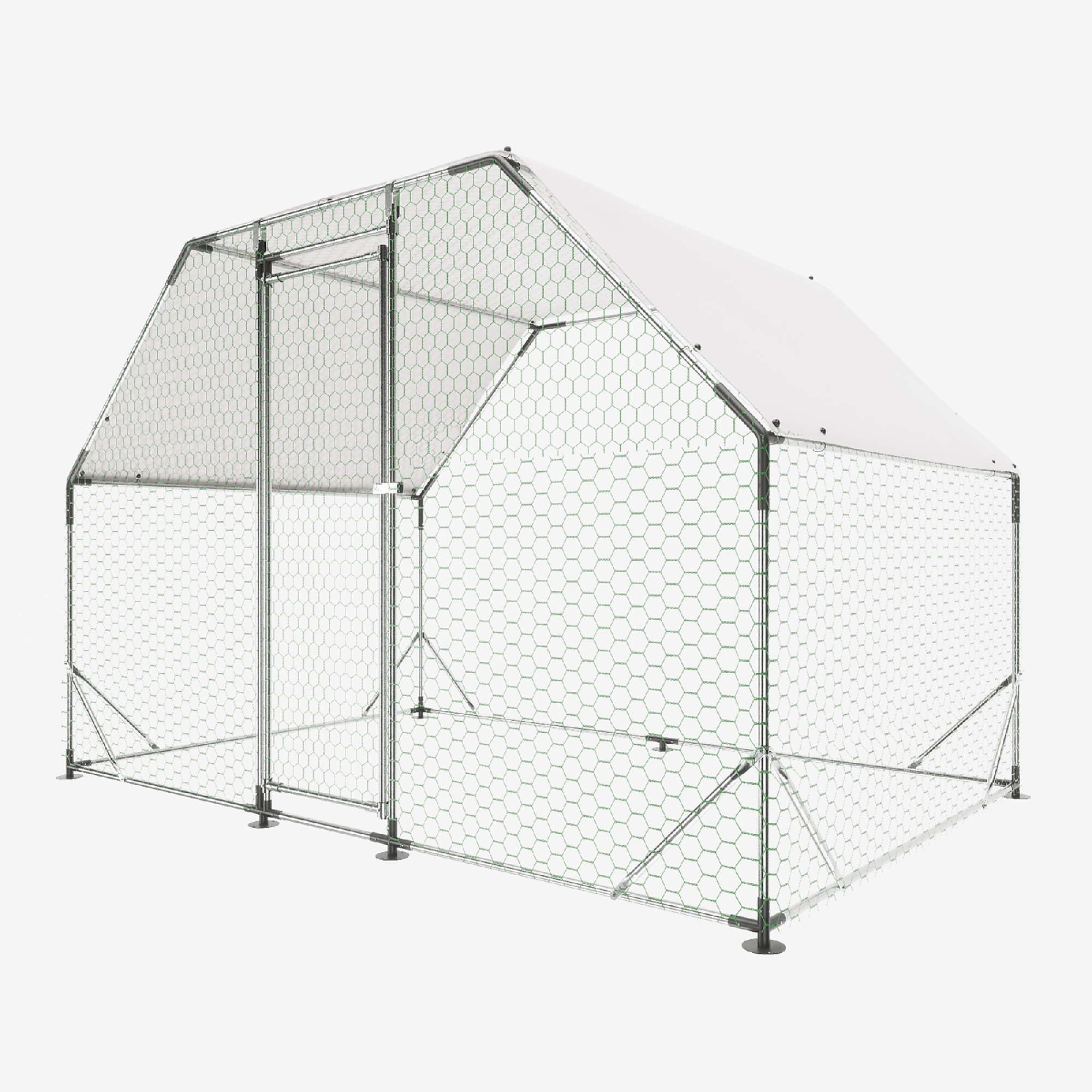 BlackTeck Galvanized Wire Chicken Coop — 9.94ft. x 6.46ft. x 6.36ft., Walk-In Poultry Cage, Waterproof Cover, Model# N2-176604